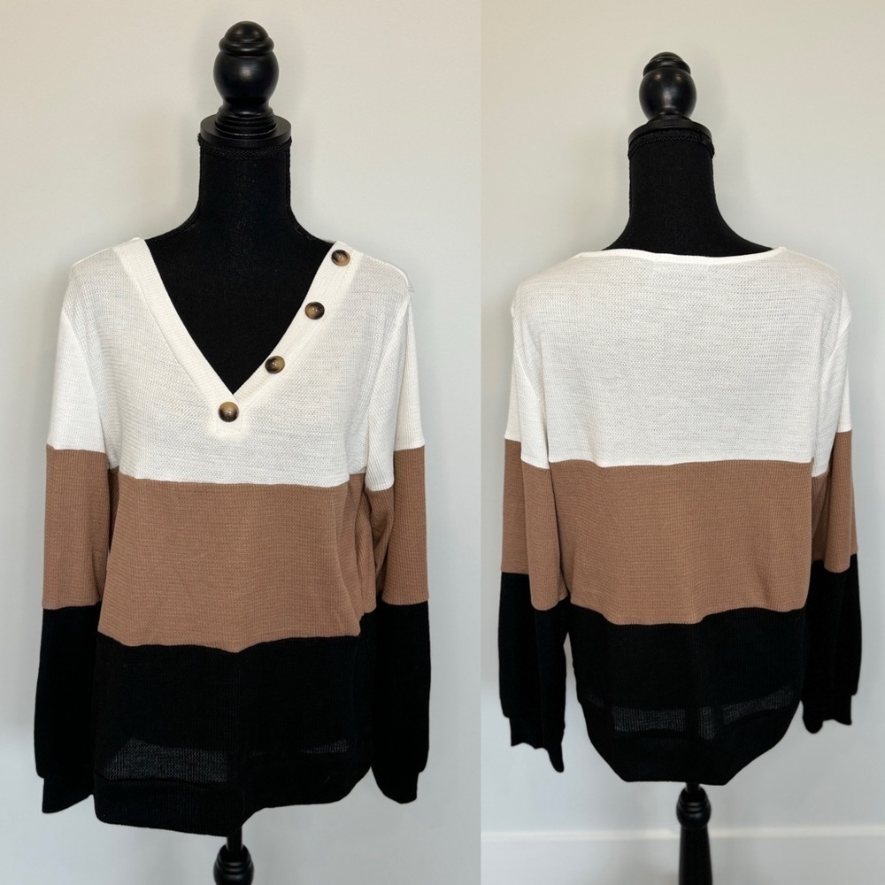 Shein Long Sleeve Women’s V-Neck Stripe Top (Large)